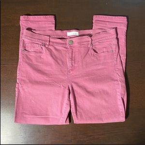 LOFT Pink Skinny Crop Jeans